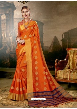 Orange Art Silk Designer Saree