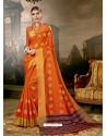 Orange Art Silk Designer Saree