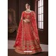 Red Pure Soft Silk Silk Stone Embroidered Designer Lehenga Choli