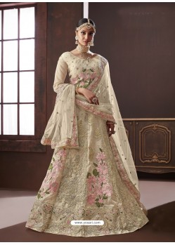 Latest Off White Organza Silk Embroidered Designer Lehenga Choli