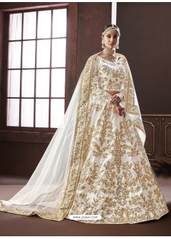 White Pure Silk Stone Embroidered Designer Lehenga Choli