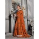 Orange Jacquard Silk Embroidered Saree
