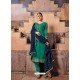 Teal Satin Georgette Stone Embroidered Straight Suit