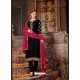 Black Satin Georgette Stone Embroidered Straight Suit