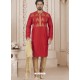 Red Art Banarasi Silk Embroidered Kurta Pajama