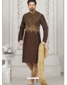 Coffee Art Banarasi Silk Embroidered Kurta Pajama