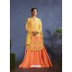 Yellow Muslin Resham Worked Lehenga Style Suit