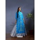 Blue Modal Satin Smartly Placed Lehenga Style Suit