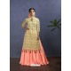 Cream Chanderi Accesorized Lehenga Style Suit