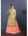 Cream Chanderi Accesorized Lehenga Style Suit