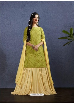 Green Muslin Tonnel Rehsam Lehenga Style Suit