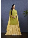 Green Muslin Tonnel Rehsam Lehenga Style Suit