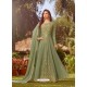 Olive Green Soft Georgette Embroidered Designer Anarkali Suit