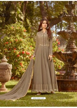 Light Brown Soft Georgette Embroidered Designer Anarkali Suit