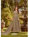 Light Brown Soft Georgette Embroidered Designer Anarkali Suit