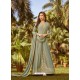 Pretty Olive Green Soft Georgette Embroidered Designer Anarkali Suit