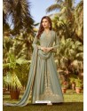 Pretty Olive Green Soft Georgette Embroidered Designer Anarkali Suit