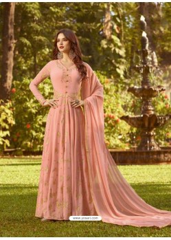 Peach Soft Georgette Embroidered Designer Anarkali Suit