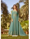 Aqua Mint Soft Georgette Embroidered Designer Anarkali Suit