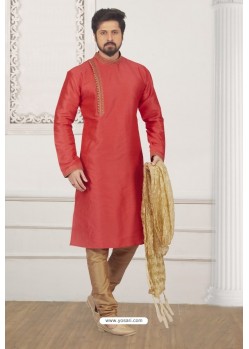 Crimson Art Banarasi Silk Embroidered Kurta Pajama