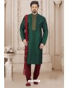 Dark Green Art Banarasi Silk Embroidered Kurta Pajama