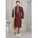 Wine Art Banarasi Silk Embroidered Kurta Pajama