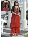 Enthralling Red Georgette Anarkali Salwar Suit