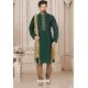 Desirable Dark Green Art Banarasi Silk Embroidered Kurta Pajama