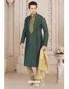 Dark Green Art Banarasi Silk Embroidered Kurta Pajama