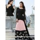 Black And Pink Georgette And Satin Anarkali Suit