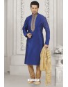 Perfect Royal Blue Art Banarasi Silk Embroidered Kurta Pajama