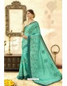 Aqua Mint Georgette Zari Worked Designer Saree