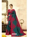 Maroon And Dull Grey Georgette Zari Worked Designer Saree