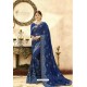 Navy Blue Georgette Zari Worked Designer Saree