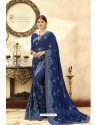 Navy Blue Georgette Zari Worked Designer Saree