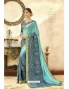 Sky Blue Georgette Zari Worked Designer Saree