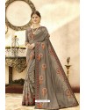 Light Brown Georgette Zari Worked Designer Saree