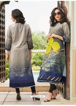 Taupe Poly Rayon Digital Printed Kurti