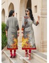 Grey Poly Rayon Digital Printed Kurti