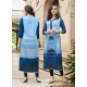 Sky Blue Poly Rayon Digital Printed Kurti