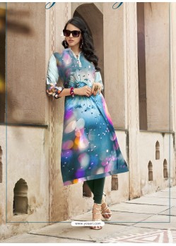 Girlish Multi Colour Poly Rayon Digital Printed Kurti