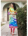 Sea Green Poly Rayon Digital Printed Kurti