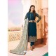 Tealblue Embroidered Georgette Designe Churidar Suit