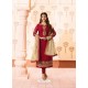 Maroon Embroidered Georgette Designe Churidar Suit