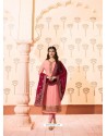 Peach Embroidered Georgette Designe Churidar Suit