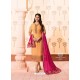 Yellow Embroidered Georgette Designe Churidar Suit