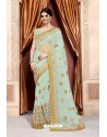 Sea Green Heavy Net Diamond Embroidered Designer Saree