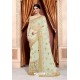 Cream Heavy Net Diamond Embroidered Designer Saree