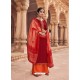 Maroon And Orange Satin Georgette Stone Embroidered Palazzo Suit