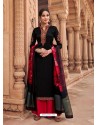 Black And Red Satin Georgette Stone Embroidered Palazzo Suit